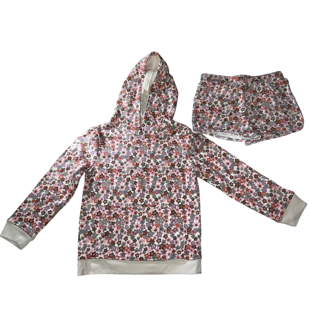 Garanimals Ivory Flower Stamp Hoodie‎ and Shorts Set 5T Floral 2pc Outfit